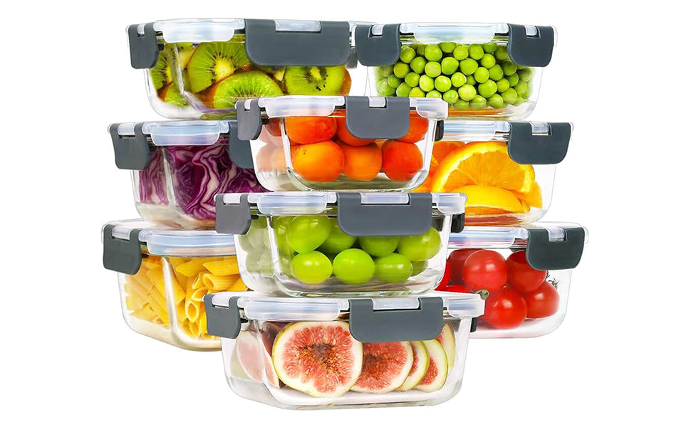 24 Piece Glass Lunch Box Set, Reusable Glass Food Container, Healthy Lunch eco-friendly