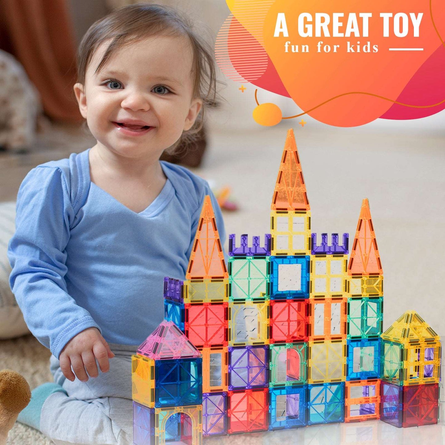 WESOUQ™ Magnetic 100-Piece  Construction Set, Montessori Toys Building Toys in Classroom Kids Toys