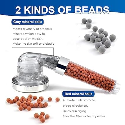 Filtered Hand Held Shower Head Ionic Head Help Reduces Hair Loss, Water Saving Shower Filter, Purifies Water, Remove Chlorine (3 MODES)