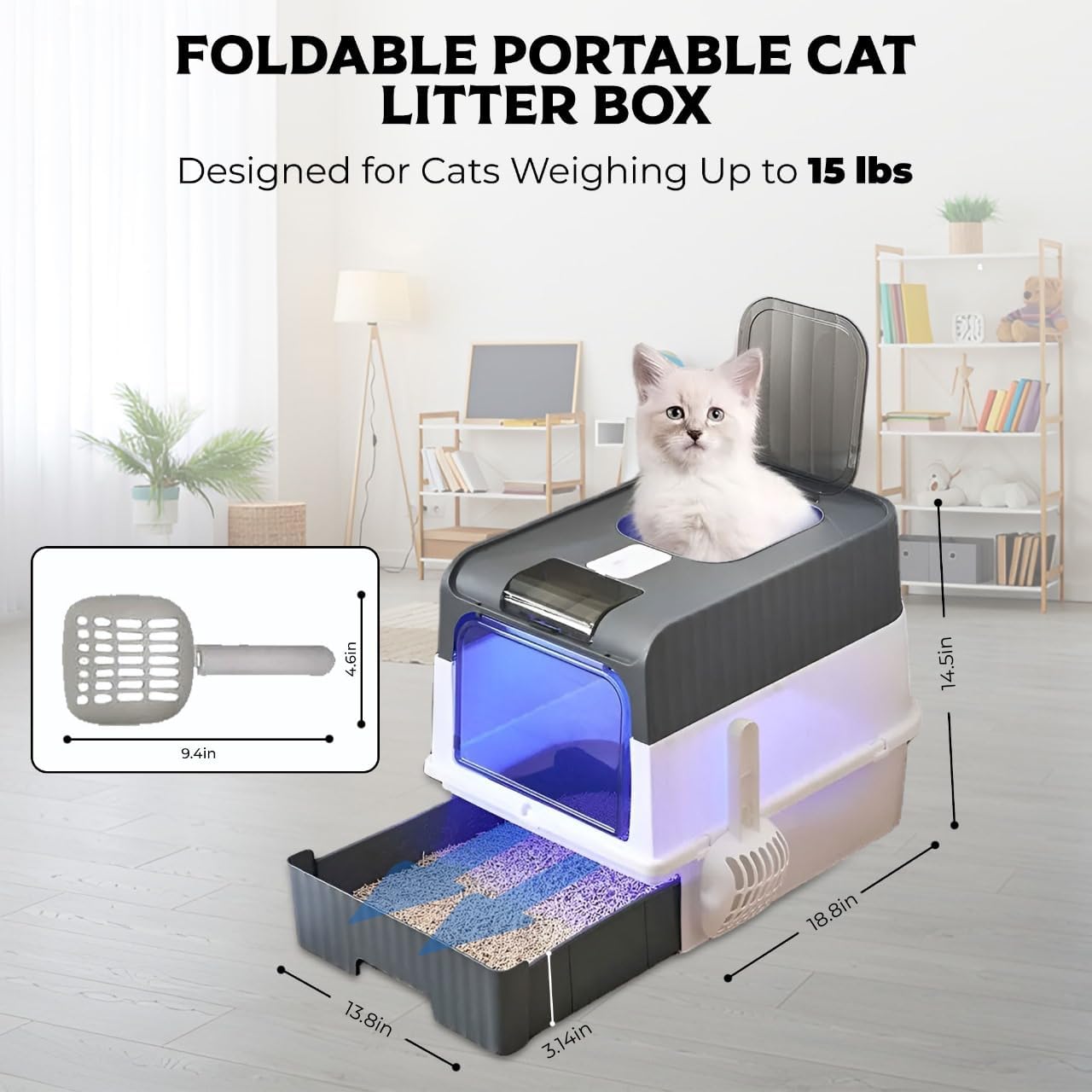 Foldable Extra Large Cat Litter Box With Lid