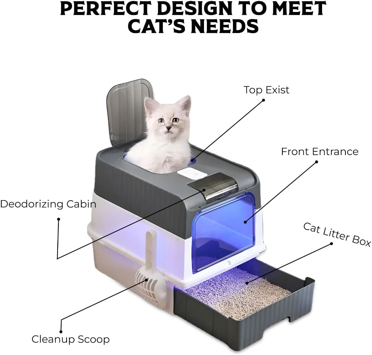 Foldable Extra Large Cat Litter Box With Lid