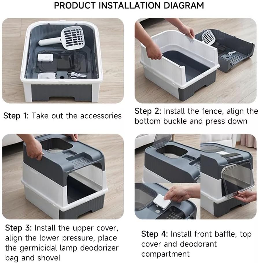 Foldable Extra Large Cat Litter Box With Lid
