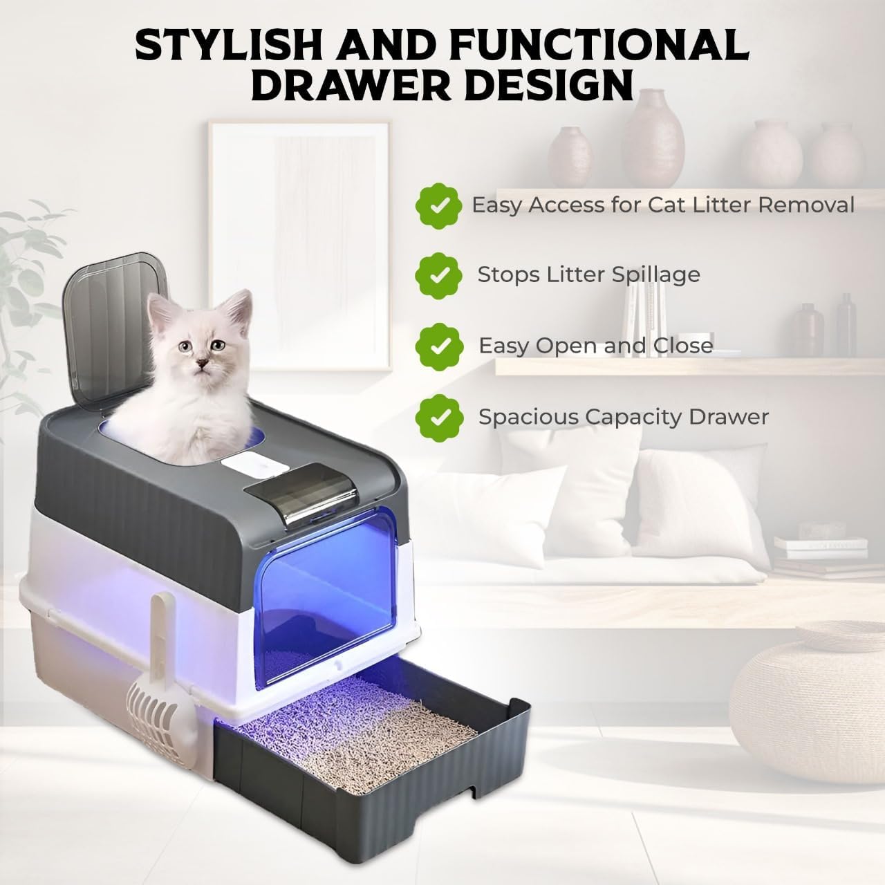 Foldable Extra Large Cat Litter Box With Lid