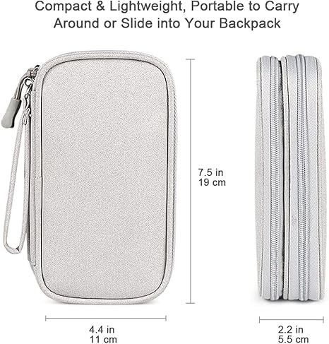CLOUDFOUR Organizer Carry Case for Cables, Hard Drive, Earphones, Memory Card, SIM and Other Small Electronic Accessories Portable Storage Bag for Stationery, Charging Cables and Gadgets.