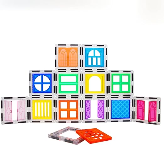 PicassoTiles 121pc Master Builder Magnetic Building Block Construction Set Magnet Tiles Blocks with Car Truck, 2 Character Action Figures, 28 Educational Alphabet Animal and Number Graphics, Windmill