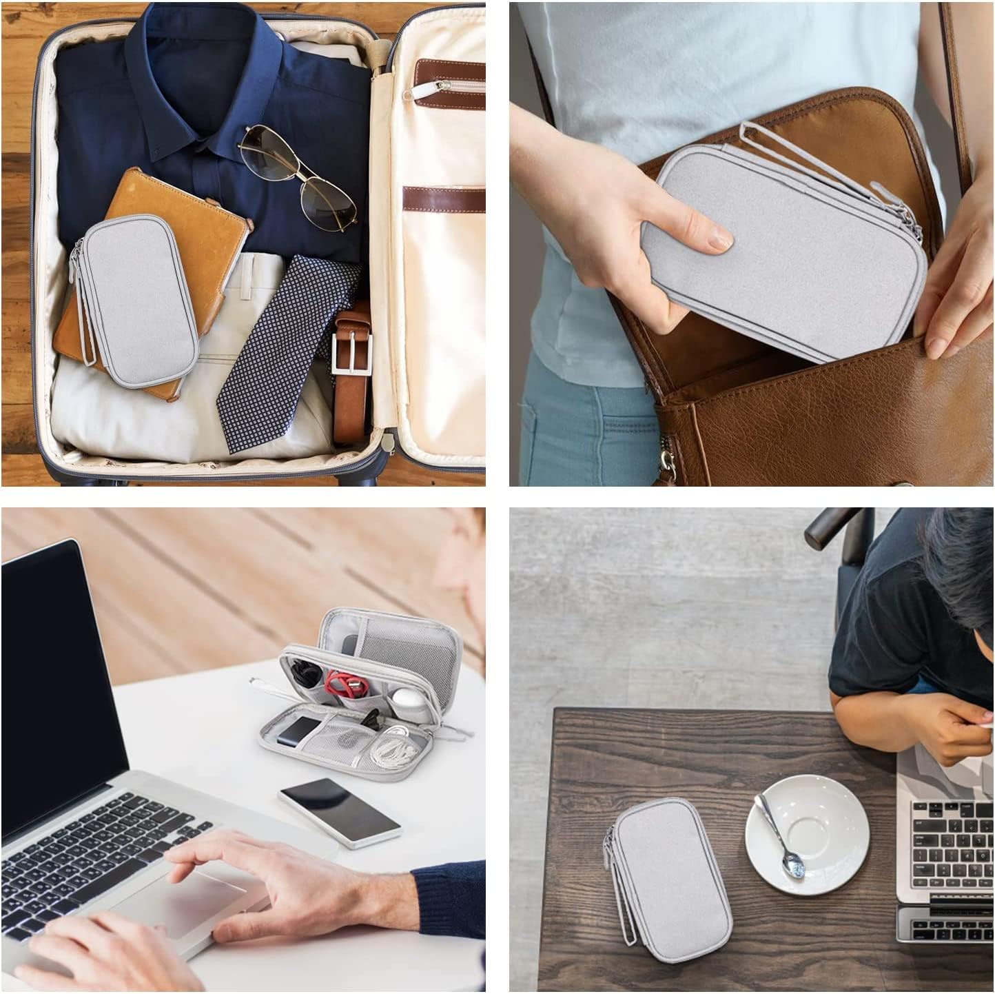CLOUDFOUR Organizer Carry Case for Cables, Hard Drive, Earphones, Memory Card, SIM and Other Small Electronic Accessories Portable Storage Bag for Stationery, Charging Cables and Gadgets.