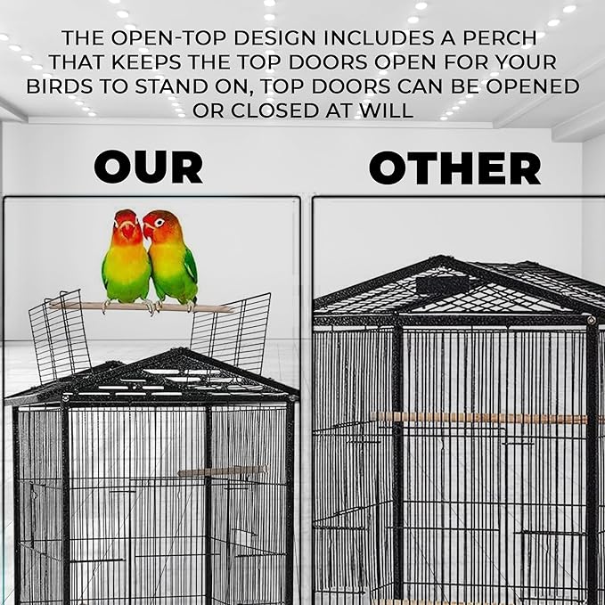 Image showcasing Large Bird Playground - Natural Wood Perch Gym 4 Layers Parrot ...
