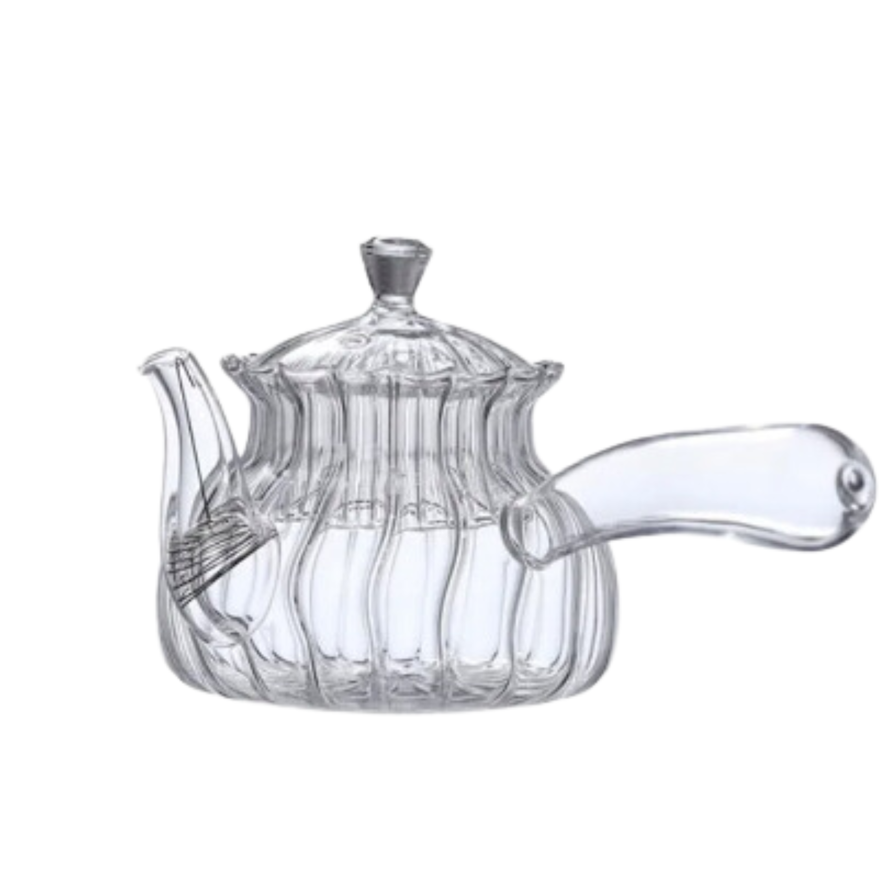 400ml Pumpkin Striped Side Handle Glass Teapot with Filter Heat Resistant Tea Leaf Herbal