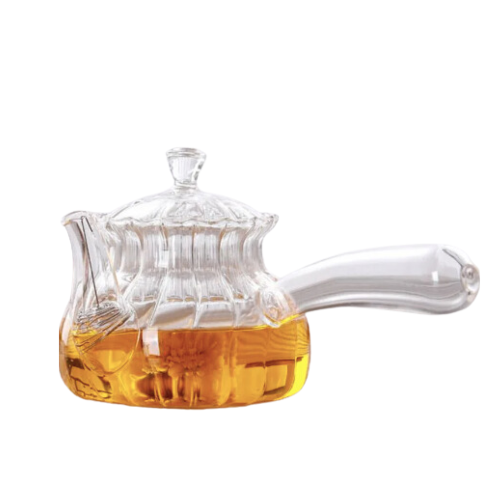 400ml Pumpkin Striped Side Handle Glass Teapot with Filter Heat Resistant Tea Leaf Herbal
