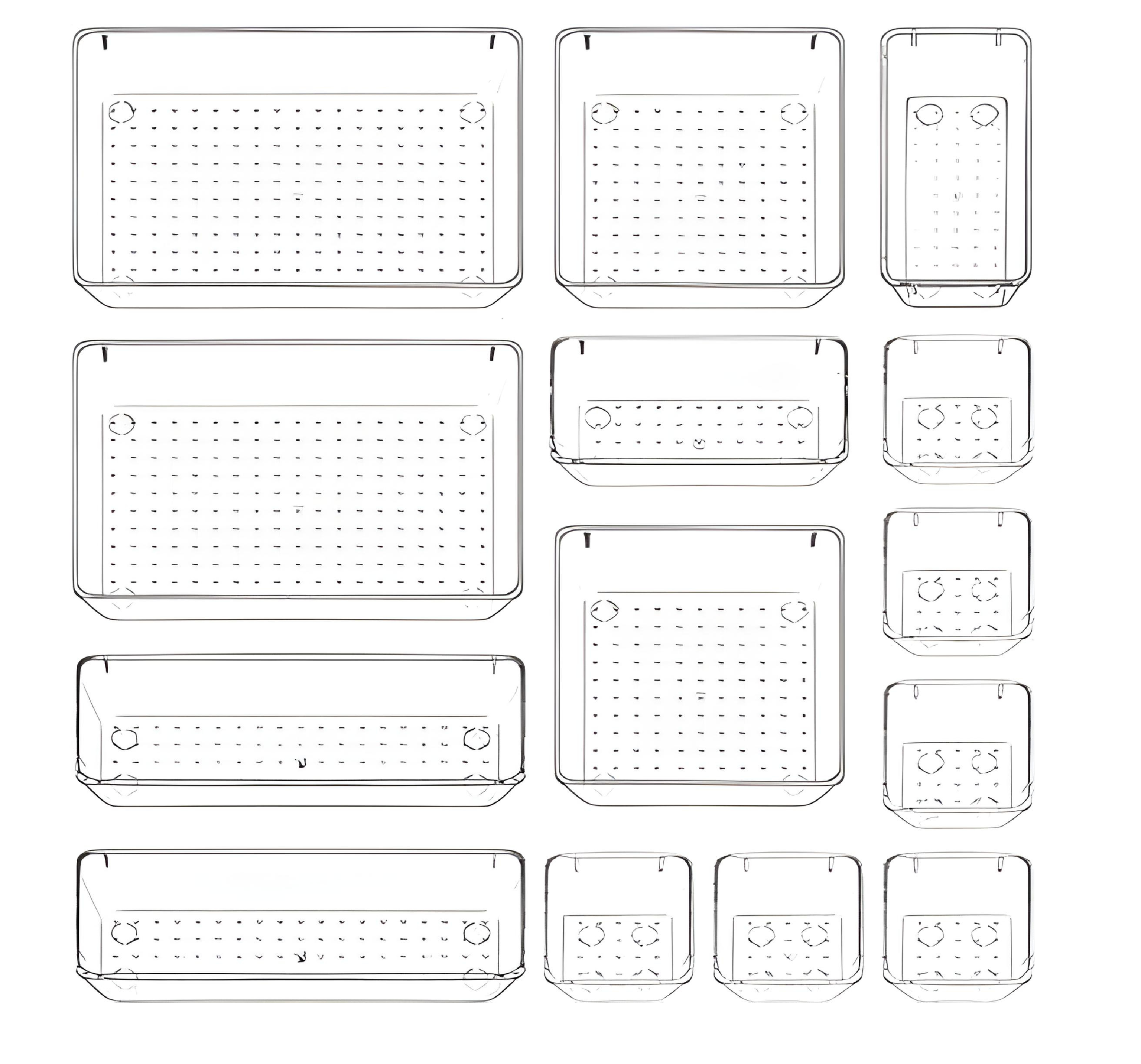 Multi-Purpose Drawer Organizer Set Different sizes Clear Vanity Tray Organizers &storage Boxes