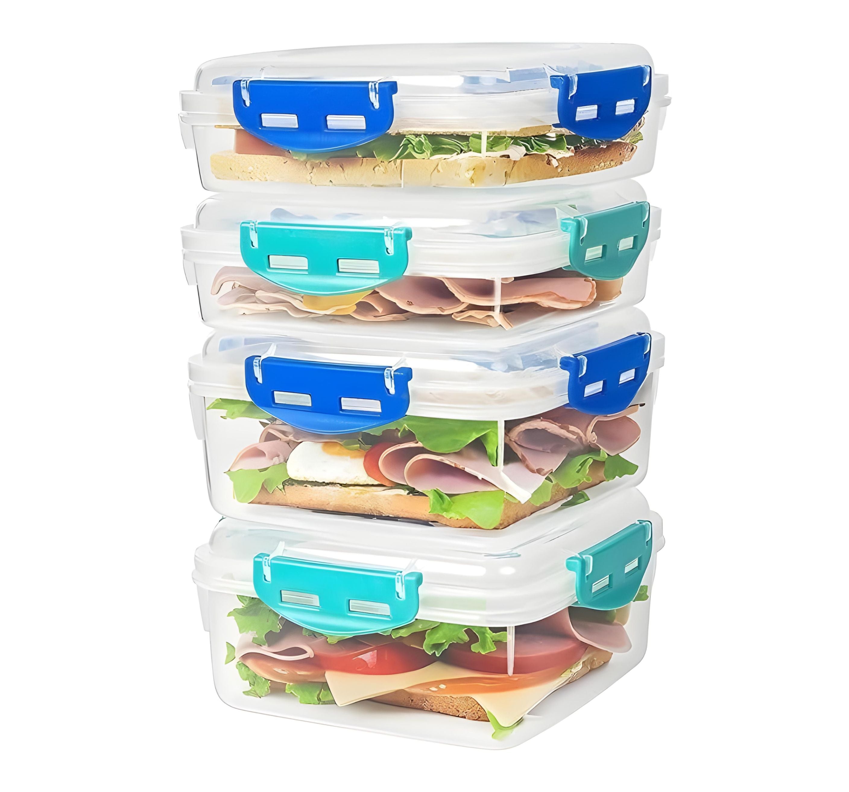4 PCS Airtight BPA-Free Sandwich Containers - Microwave and Dishwasher Safe,