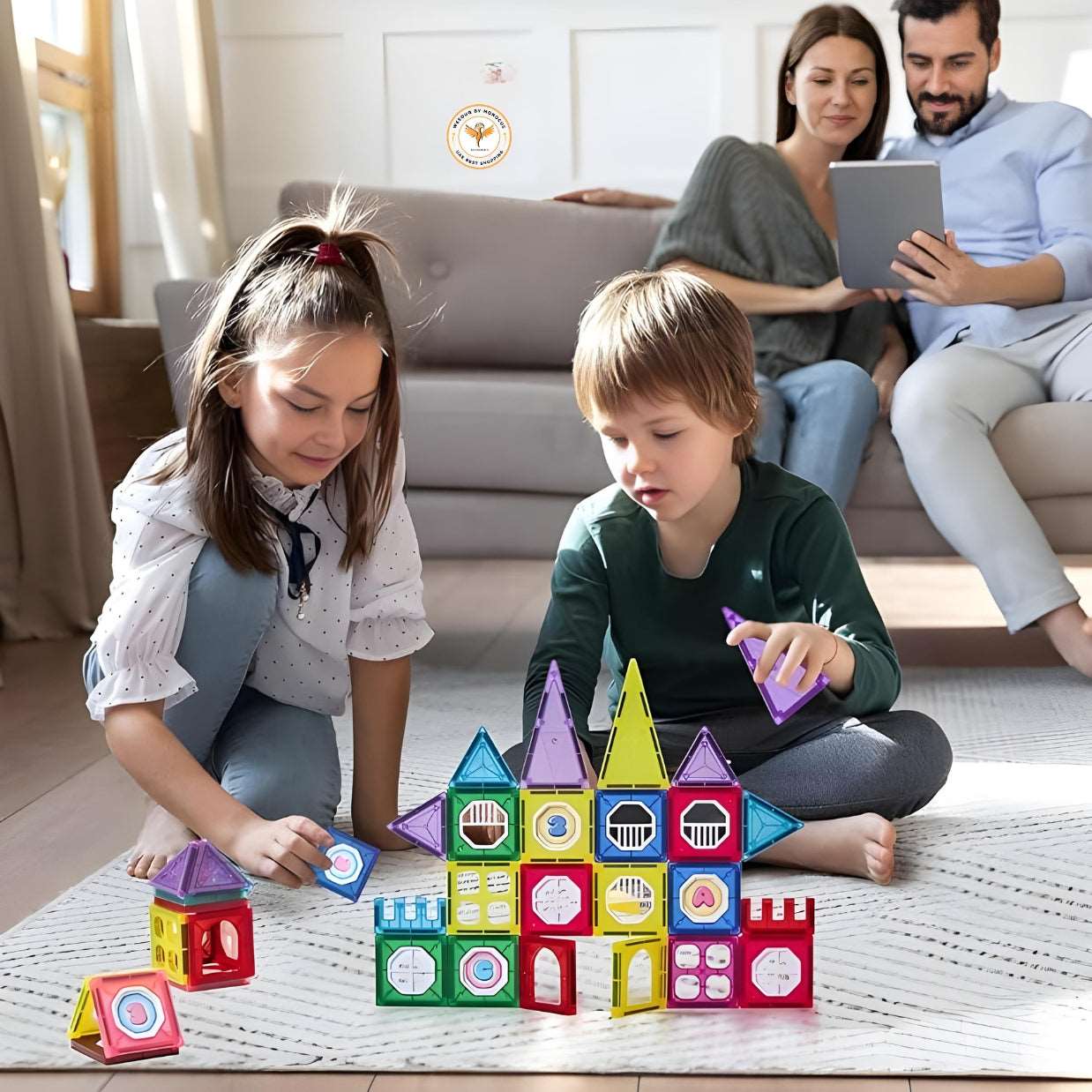 WESOUQ™ 32 Pcs 3D Magnetic Tiles Set Toys for Kids , Building Blocks Construction, Magnetic tiles,