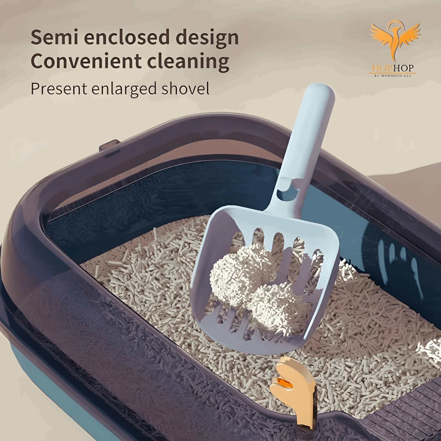 WESOUQ™ Open Cat Litter Box with Cat Litter Spoon Removable Cat Toilet Oversized