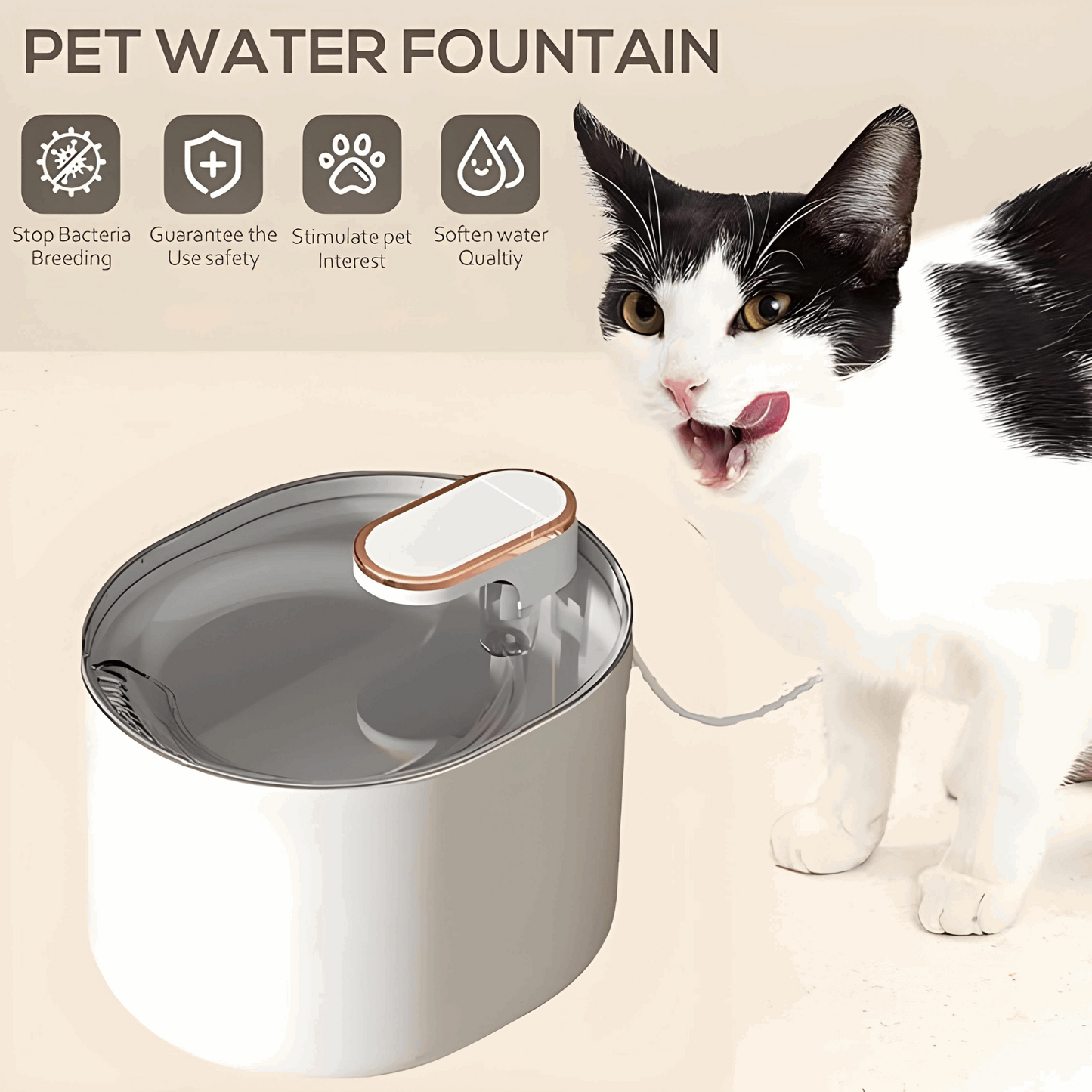 WESOUQ™ Cat Water Fountain - Pet Water Dispenser with Filter for Hygienic, 3L Automatic Dispenser,