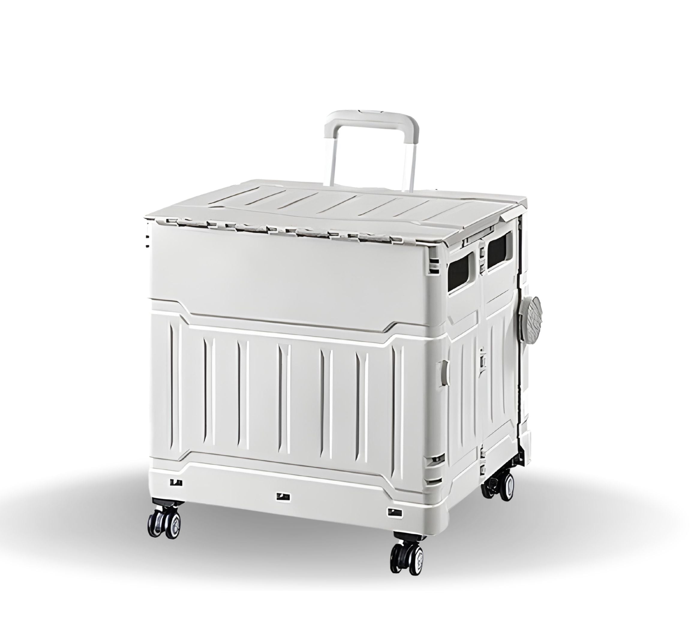 Folding Shopping Cart Trolley with One-piece Lid.50L & 50KG Boot Cart on 4 Wheels, Collapsible Trolley Box