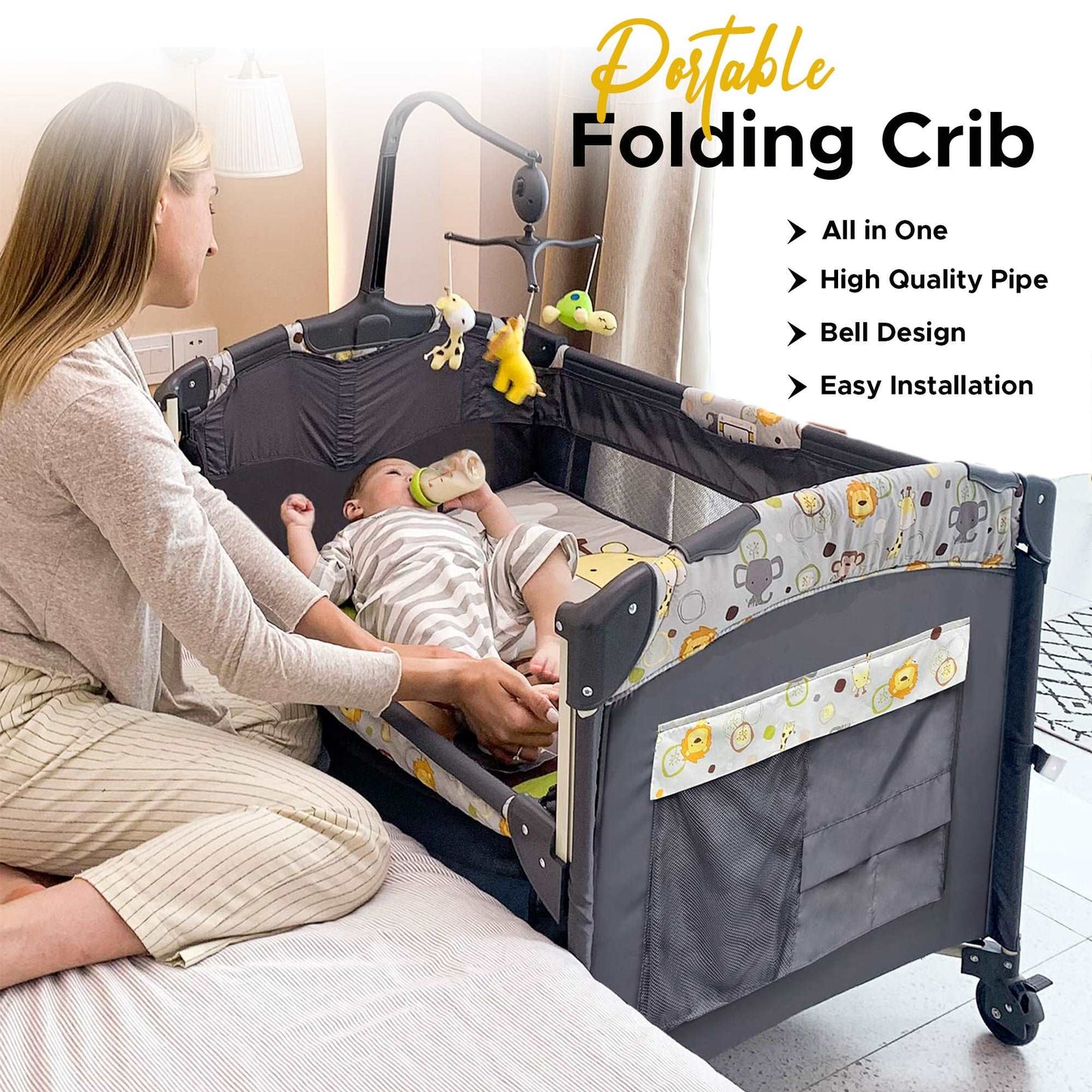 WESOUQ™ Baby Best Foldable Children’s Travel Cot, Crafted with premium materials, Baby Bad